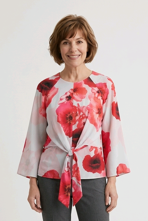 Chiffon Poppy Print Blouse