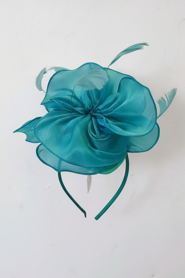 Turquoise Organza Flower Fascinator hairband
