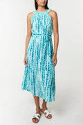 Tye Dye Halter neck Midi Dress - Aqua