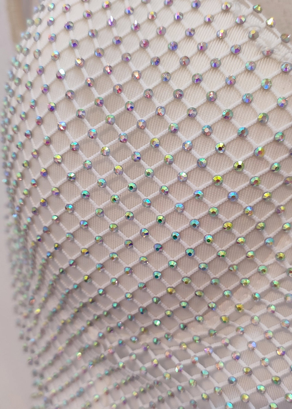 White Rhinestone Bustier Crop Top