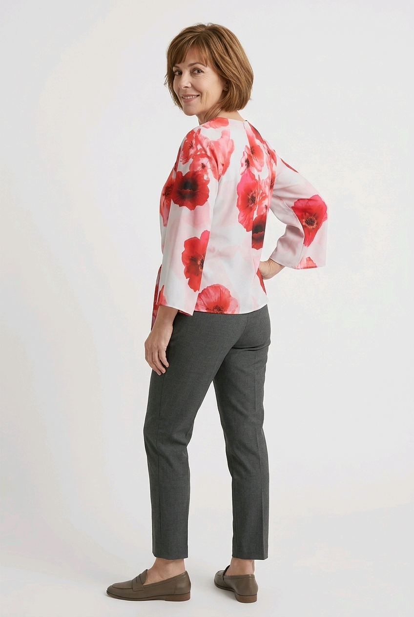 Chiffon Poppy Print Blouse