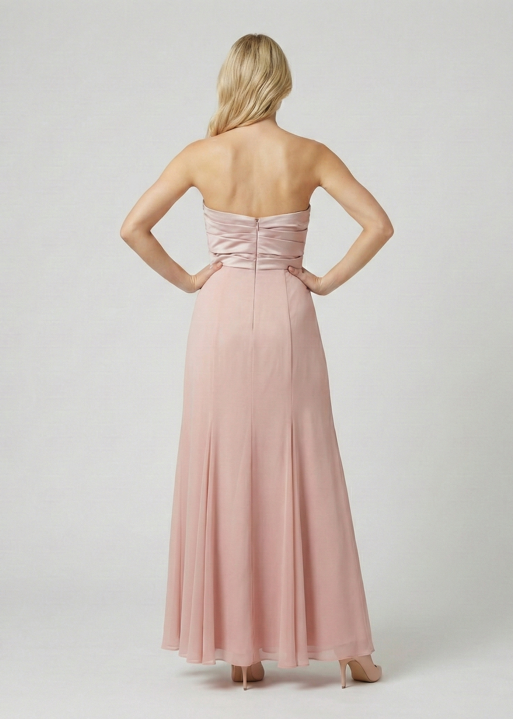 Ballet Pink Ombre Knot Strapless Gown