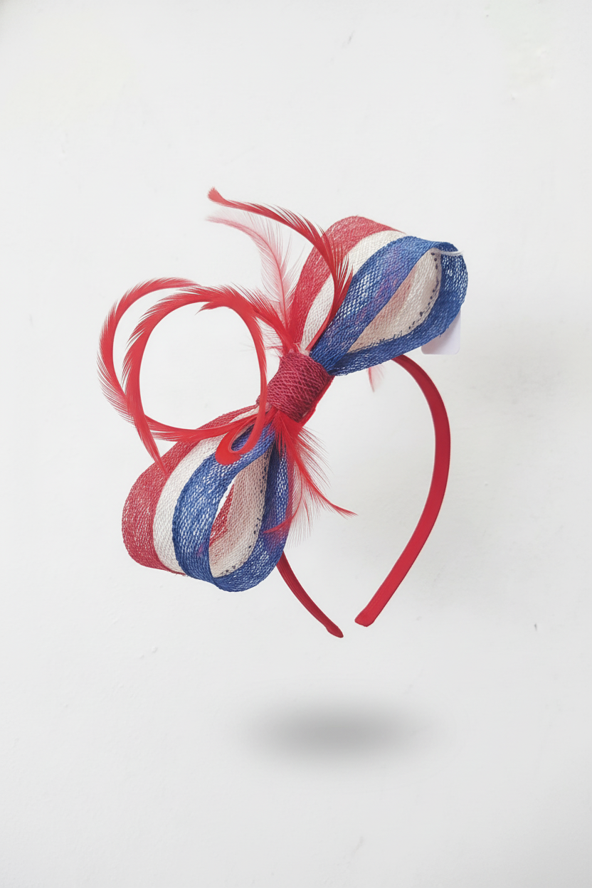 Red and Blue Feather Fascinator hairband
