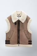 Brown and Ecru Shearling Gilet