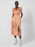 Satin Front Split Midi Dress