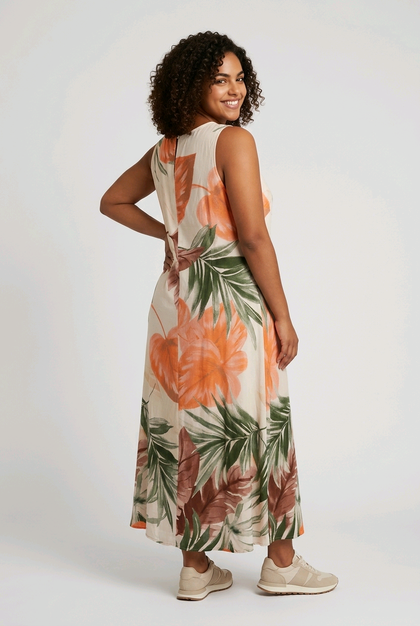 One Size / Tropical Viscose Maxi Plus Size Dress – Clothing Lounge Co