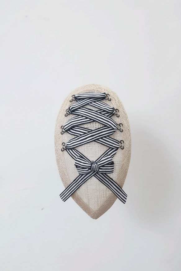 Fascinator Clip with Corseted Striped Ribbon