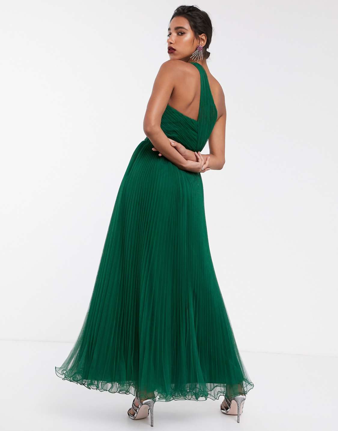 One Shoulder Tulle Maxi Dress