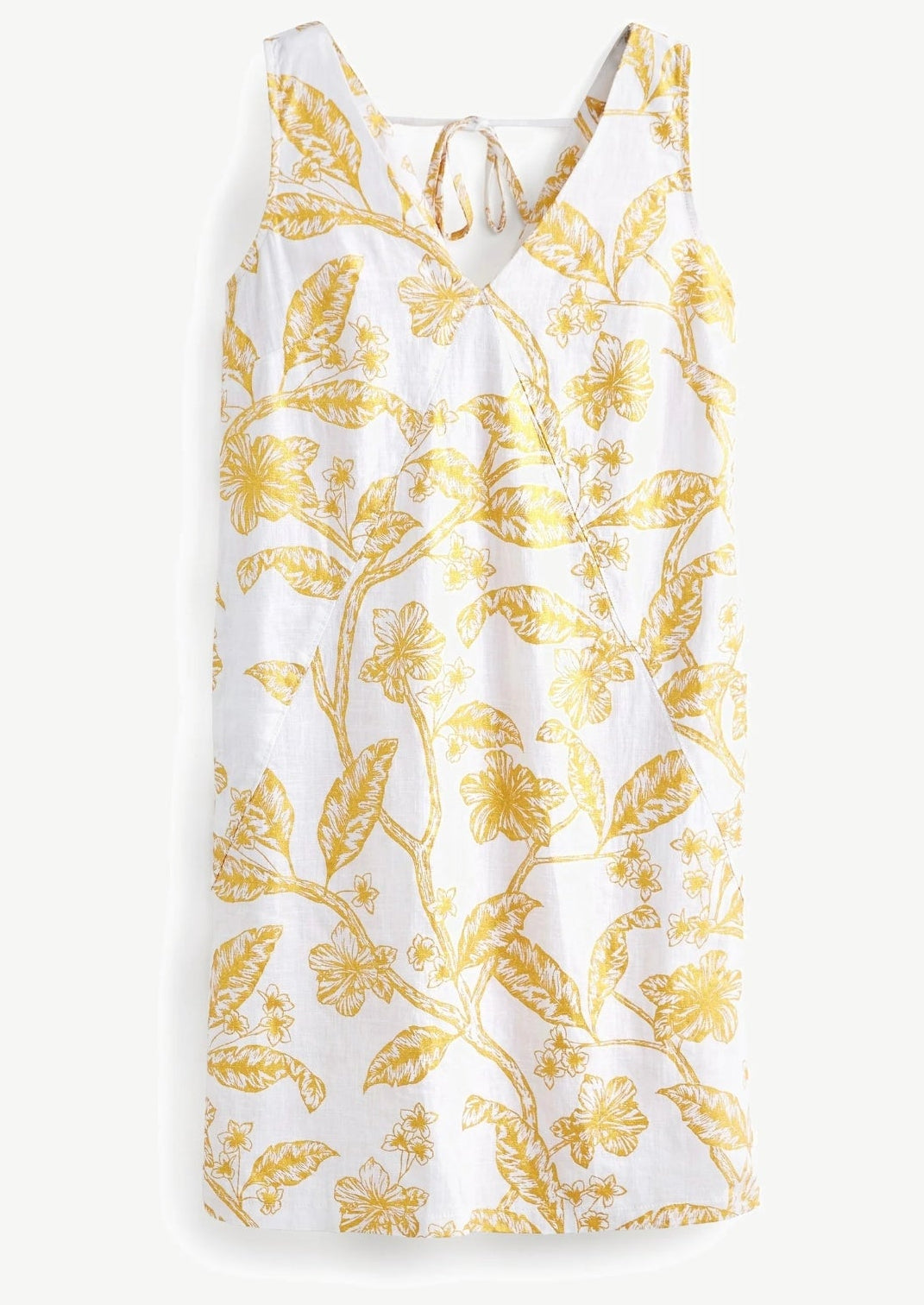 Size 16 / 2XL Yellow and White Linen Blend Shift Dress