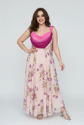 Elegant Floral One Shoulder Chiffon Dress