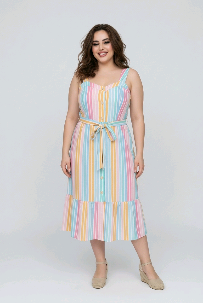 Colourful Midi Button Dress