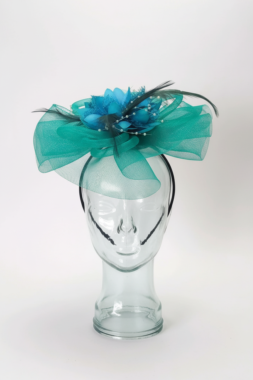 Green and Blue Fascinator hairband