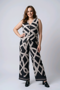 Size L-XL / Ribbon Print Vest + Trouser Co-ord Set BLACK