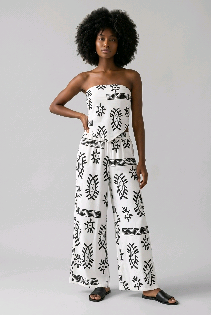 Abstract Print Bandeau Co-ord Set