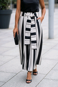 Striped Satin Skirt with Pockets