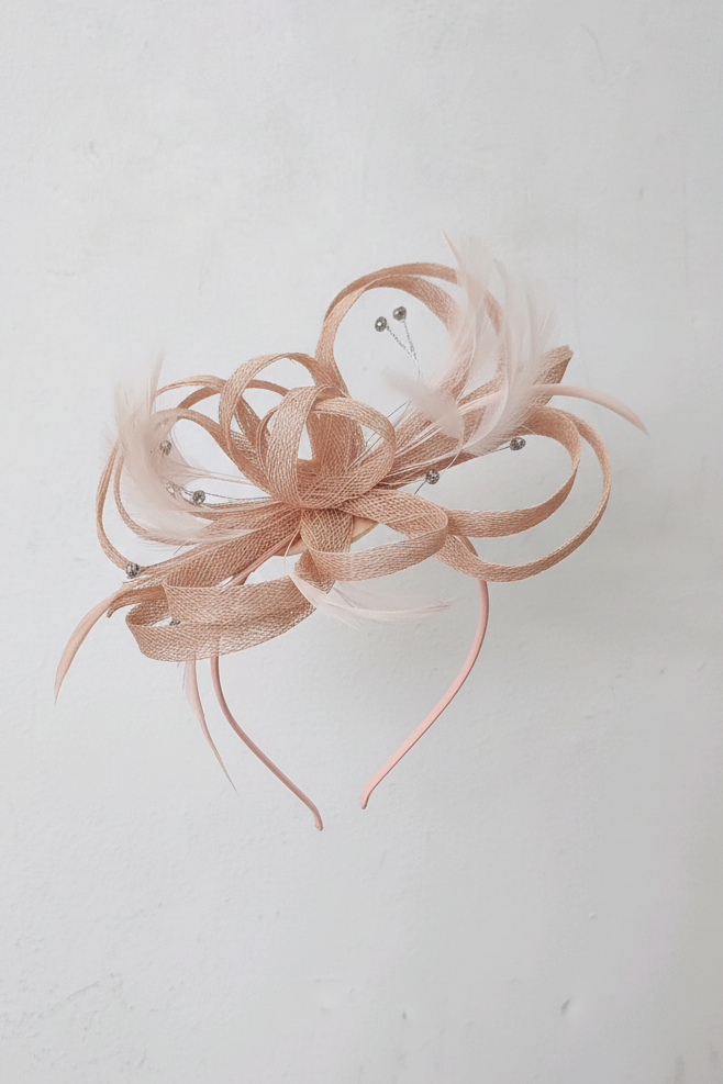 Whispy Ballet Pink Feather Fascinator Hairband