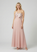 Ballet Pink Ombre Knot Strapless Gown