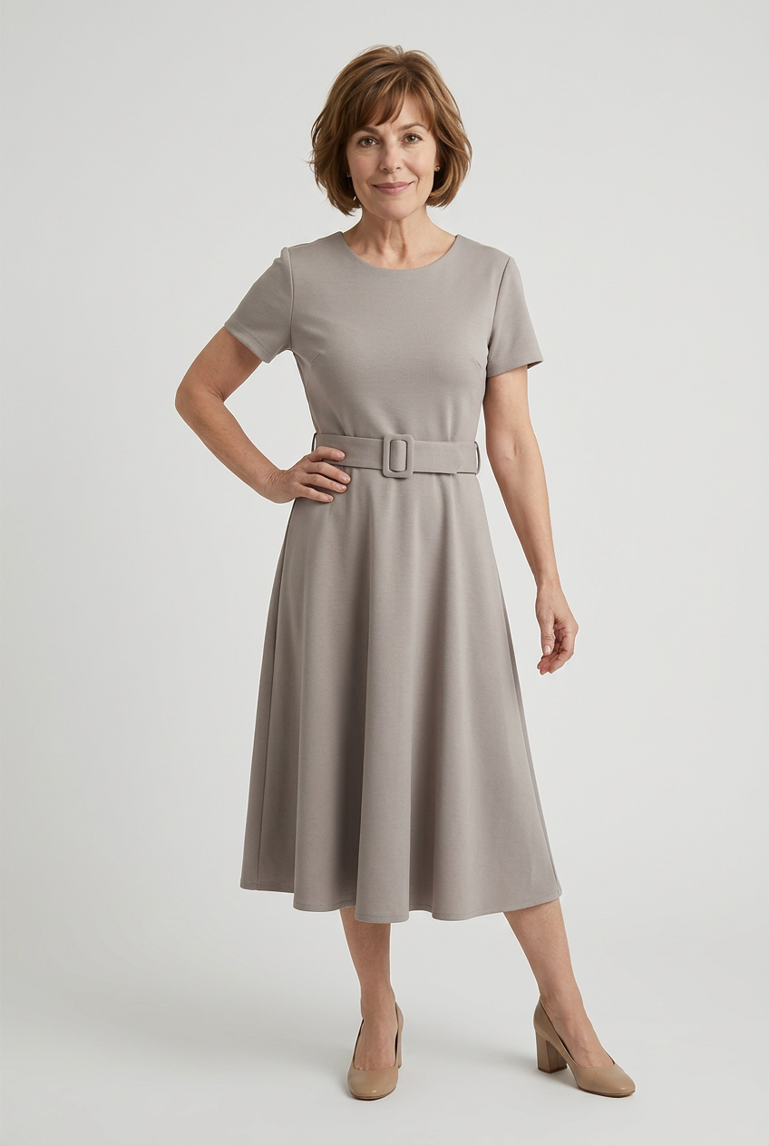 Soft Belted Jersey Midi Dress