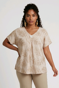 Tropical Leaf Top in Beige