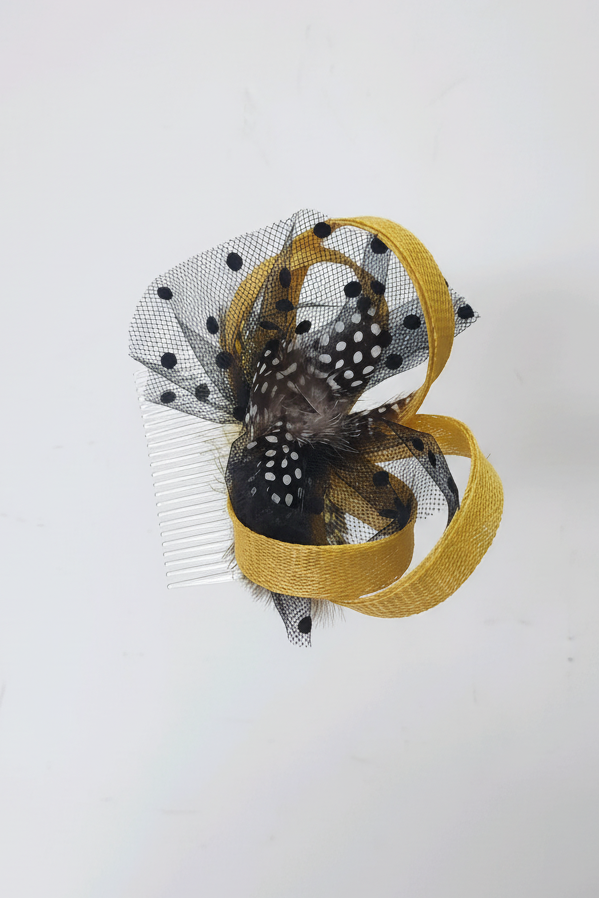 Yellow and Black Fascinator Hair Slide