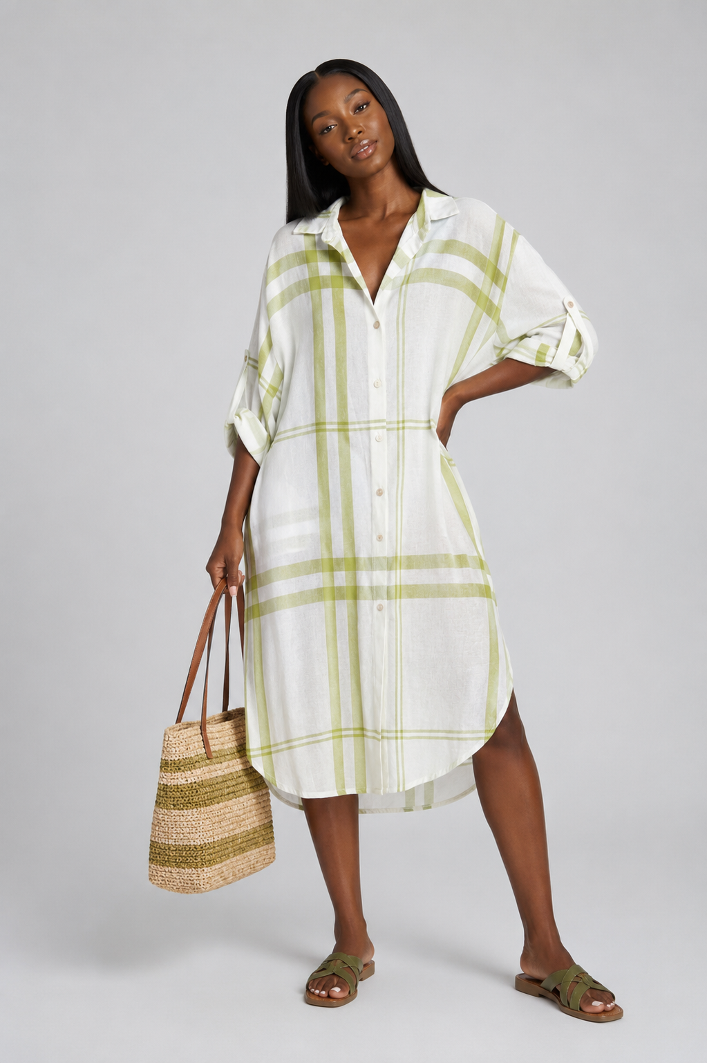 One Size / 100% Linen Beach Shirt Dress