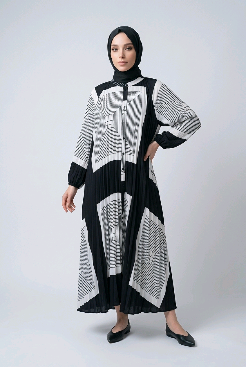 Free-size Pleated Maxi Shirt Dress