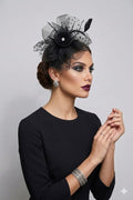 Black Polkadot and Pearl Fascinator Clip
