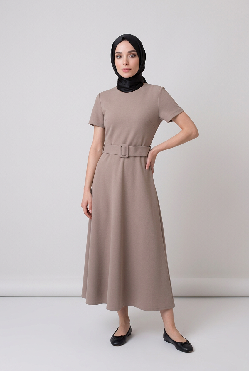 Soft Belted Jersey Midi Dress