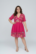 Embroidered Pink Cocktail Dress