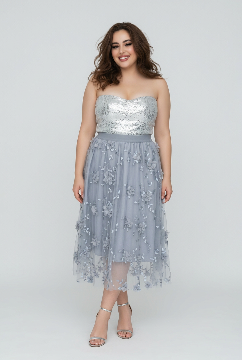 3D Floral Tulle Skirt