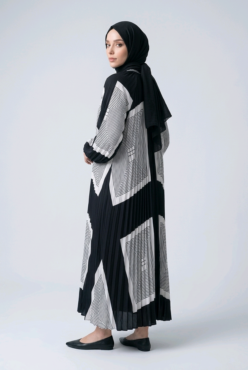 Free-size Pleated Maxi Shirt Dress
