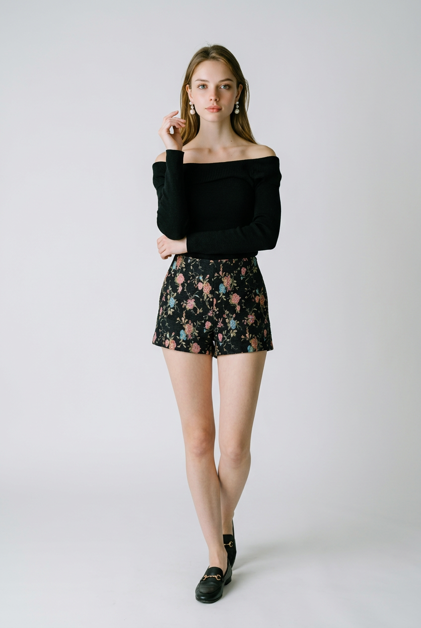 Jacquard Floral Shorts