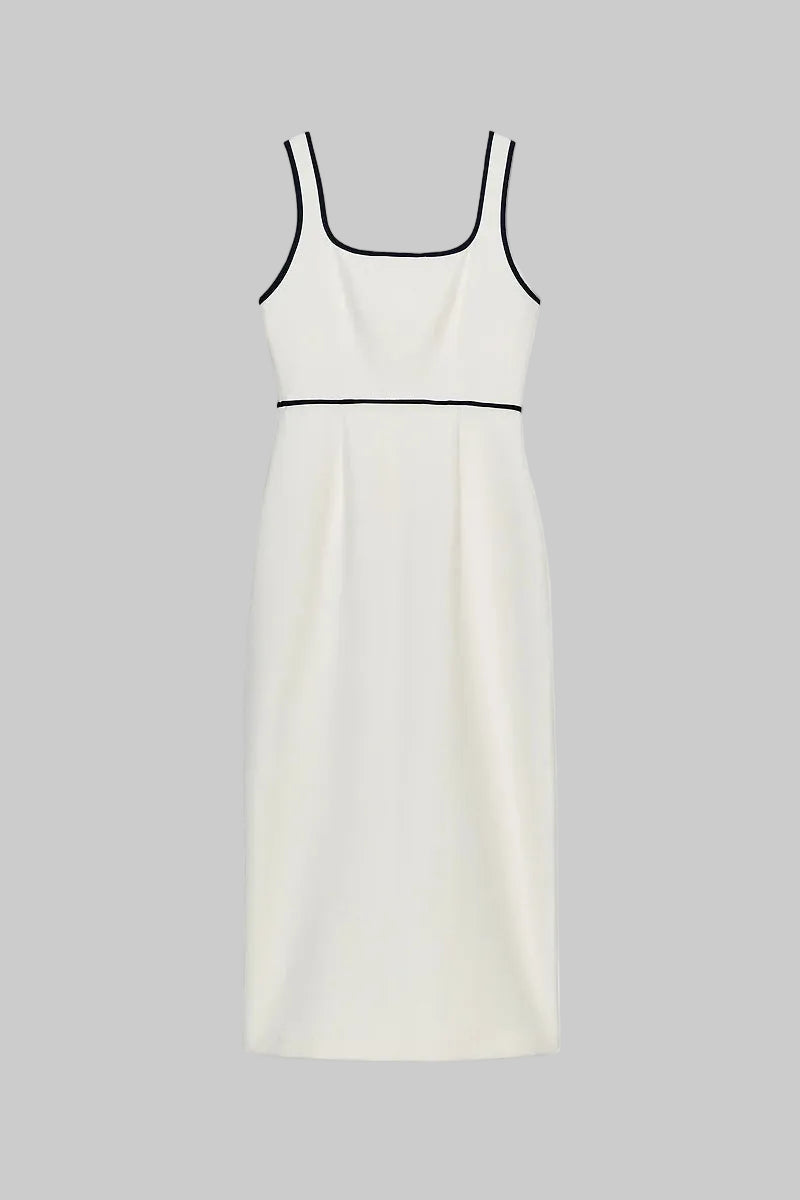 Contrast Trim Midi Dress