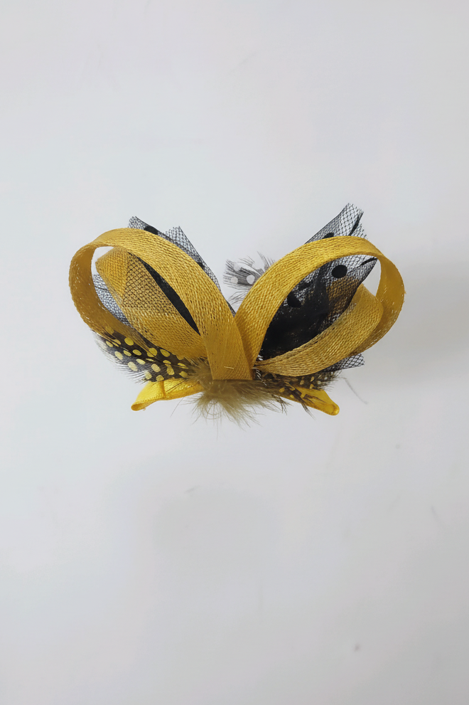 Yellow and Black Fascinator Hair Slide