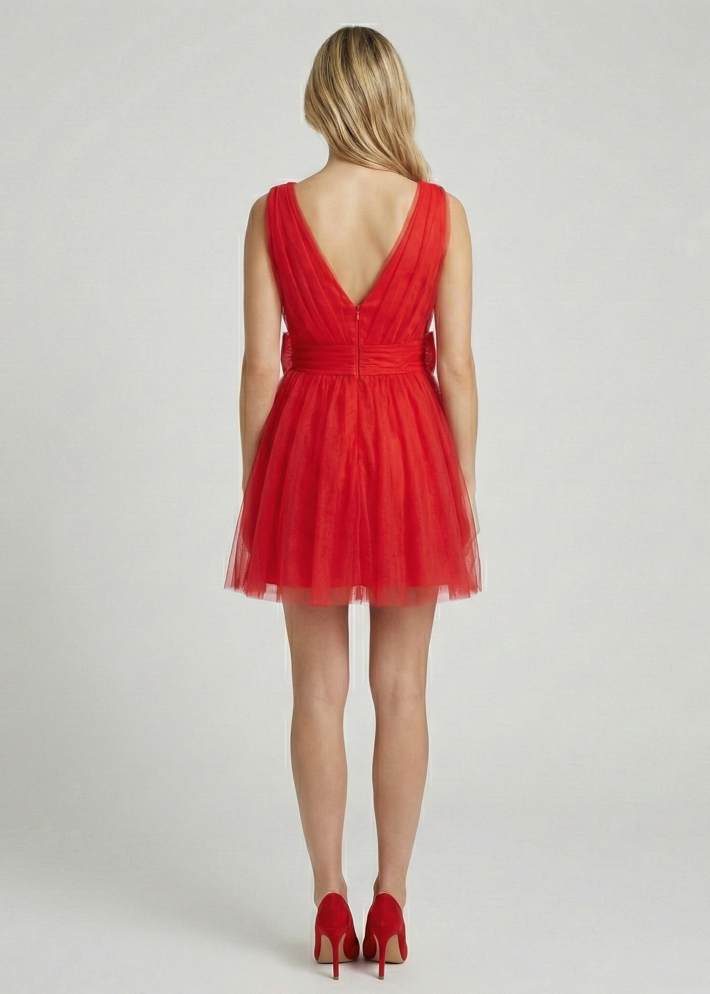 Red Tulle Skater Dress with Bow