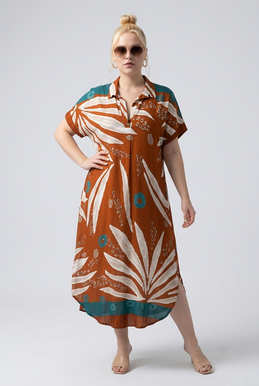 One Size/ Afro Print Viscose Tunic Dress