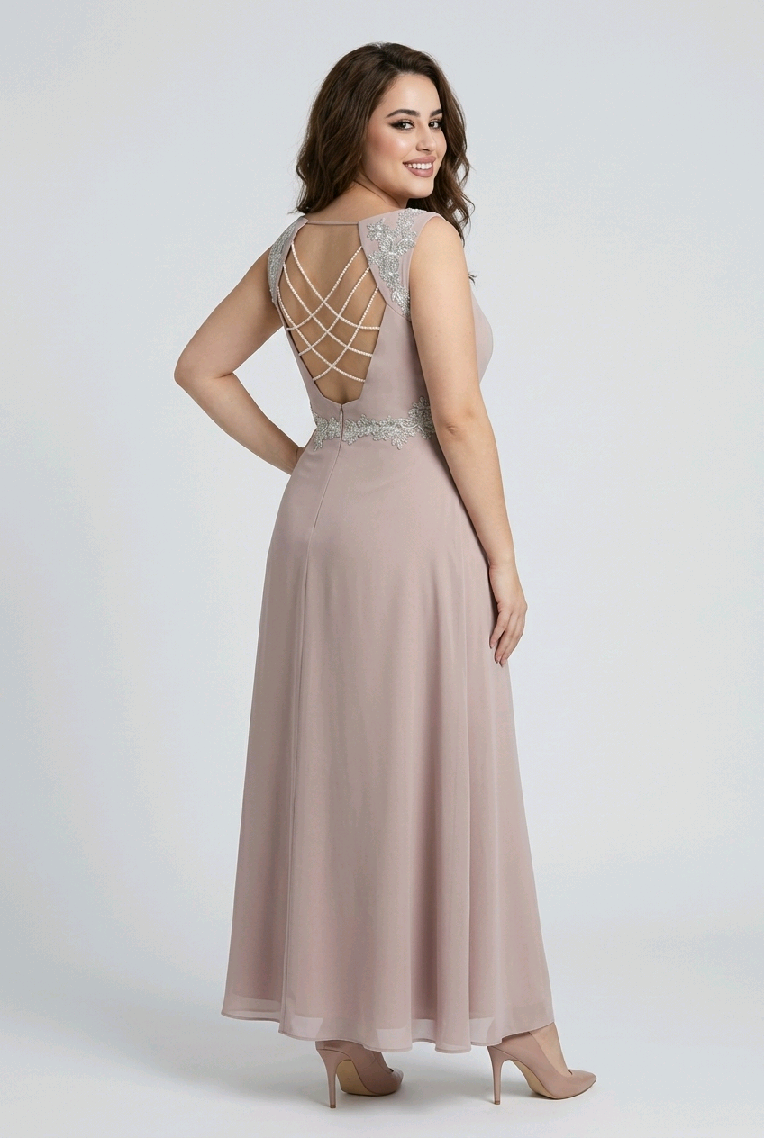 Dusty Pink Gown with Open Back Detail