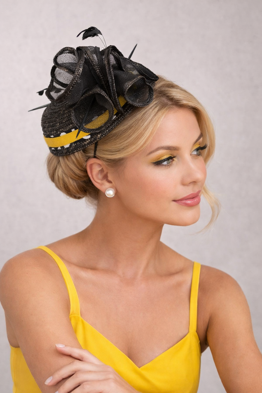 Black and Yellow Fascinator Hat