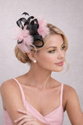 Pink and Black Feather Facinator Clip