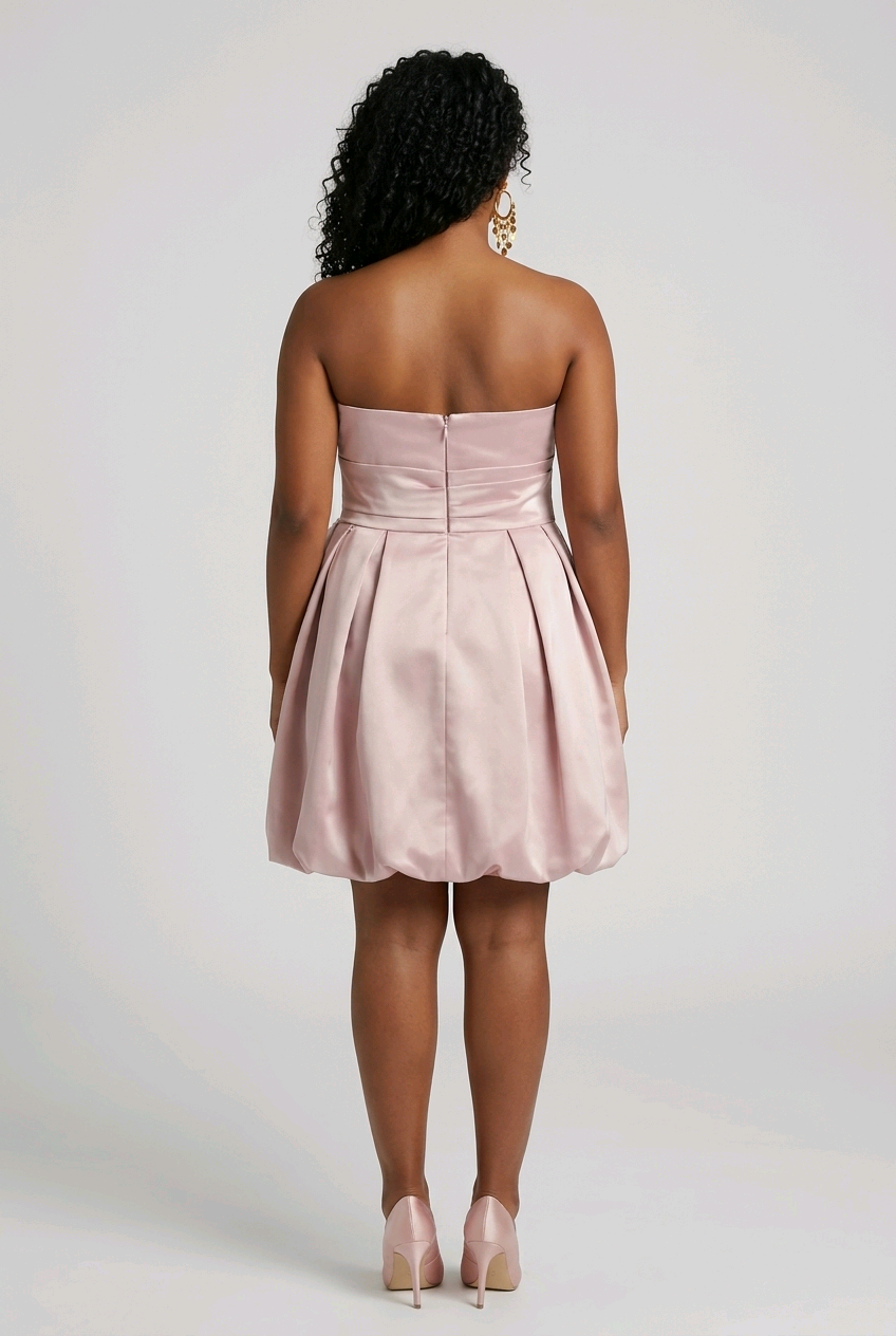 Satin Strapless Bubble Dress with Bow
