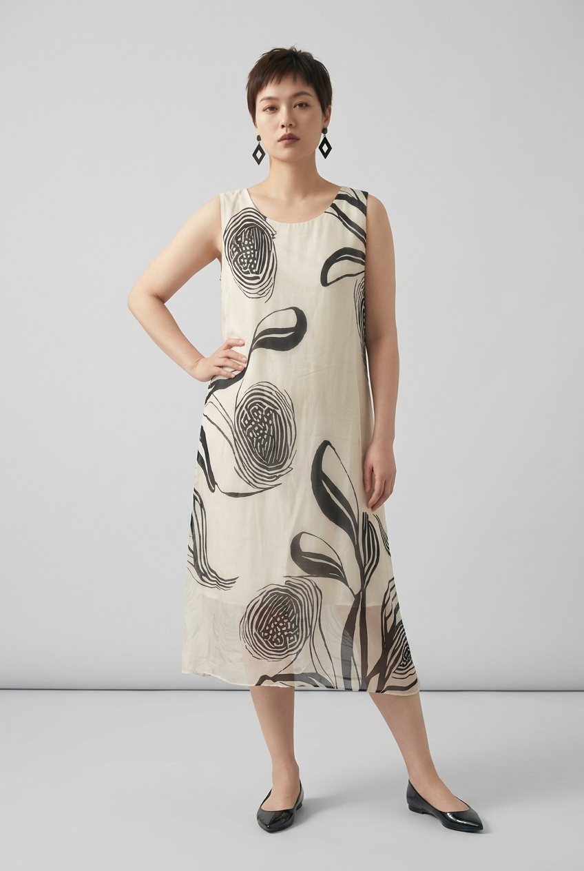 One Size / Chiffon Double Layered Tunic Dress