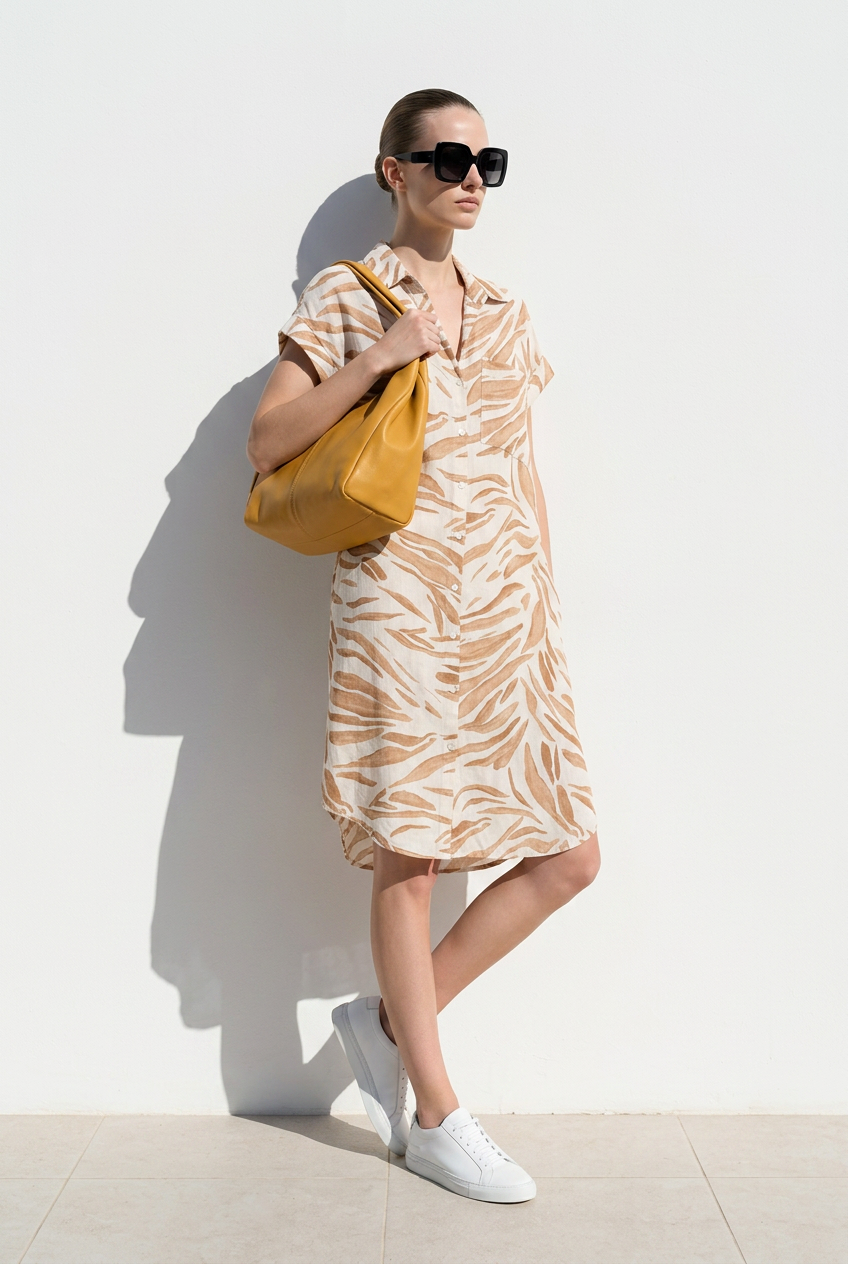 One Size Earthy Beachy Shirt Dress