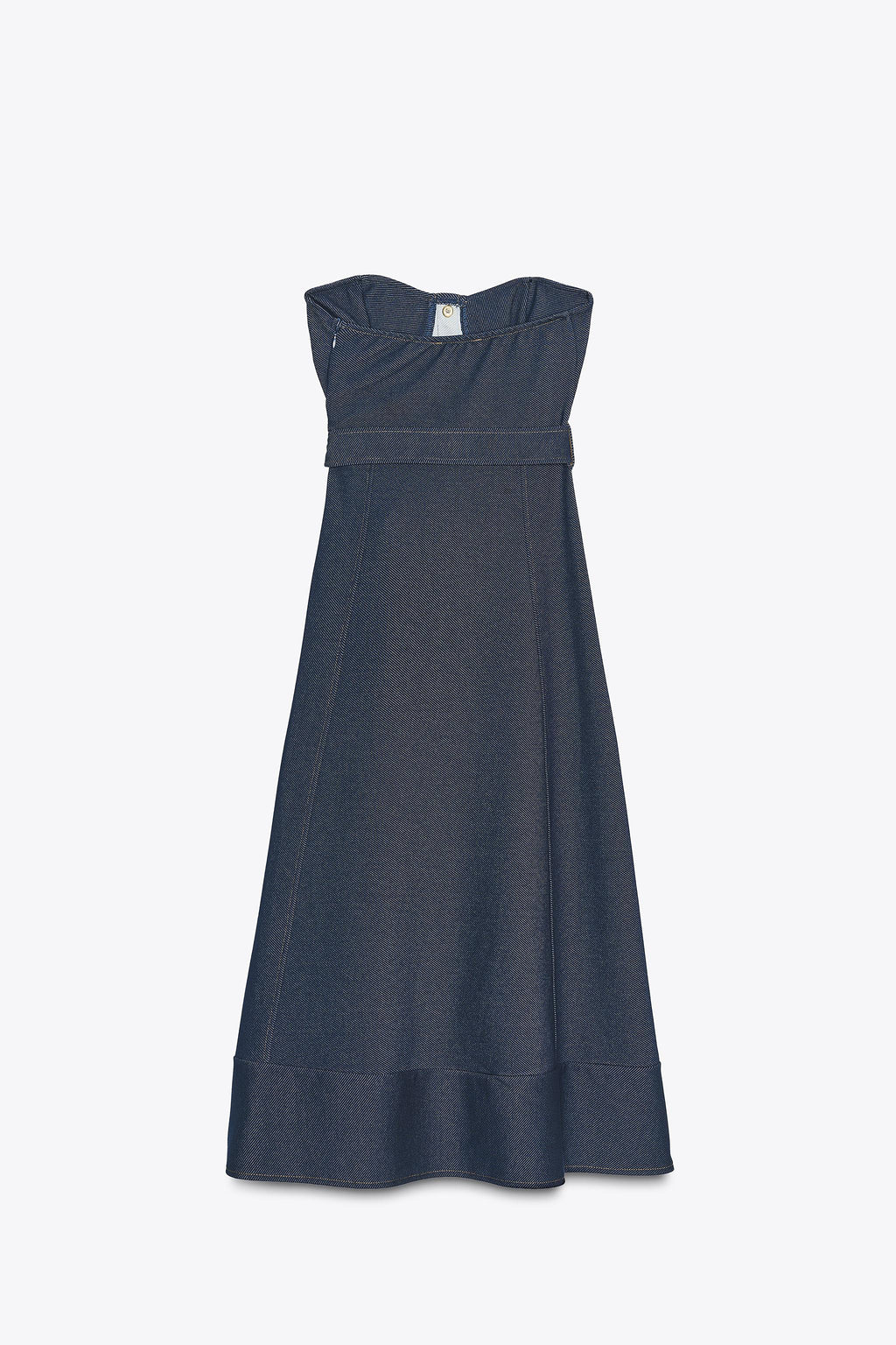Strapless Denim Belted Midi Dress