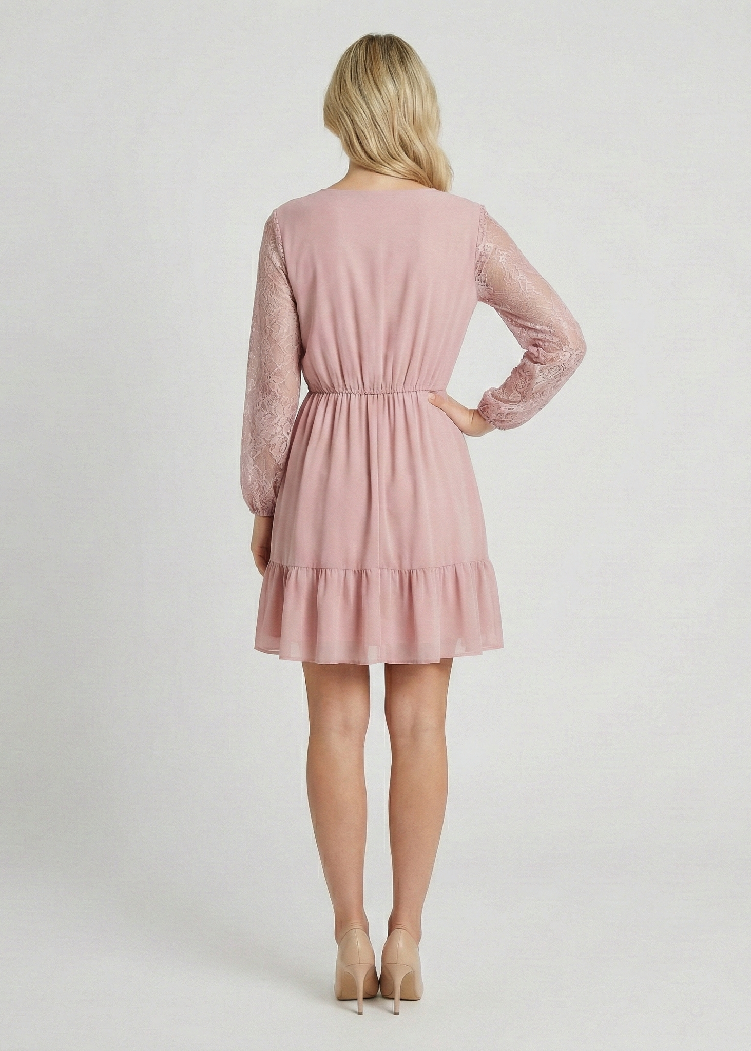 Crinkle Chiffon Wrap Mini Dress