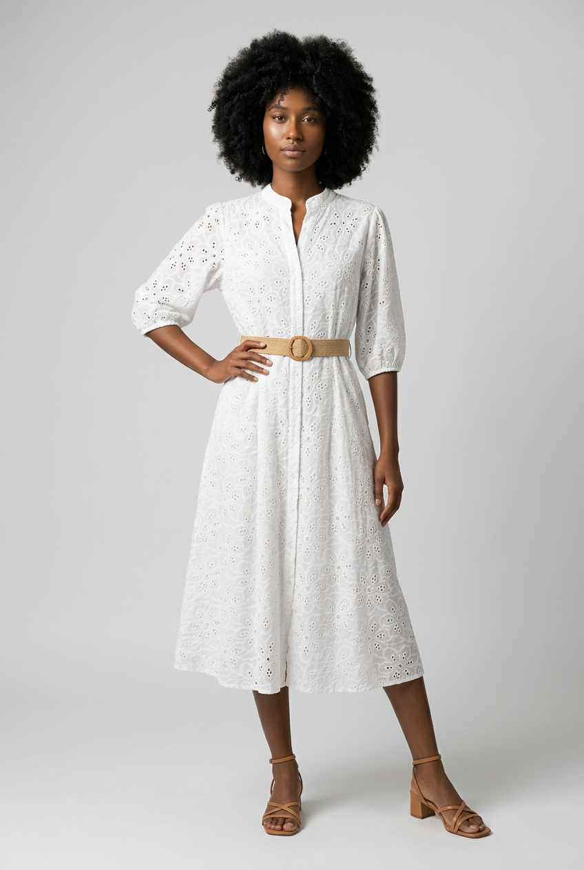 Size M/L /Cotton A-line Belted Dress