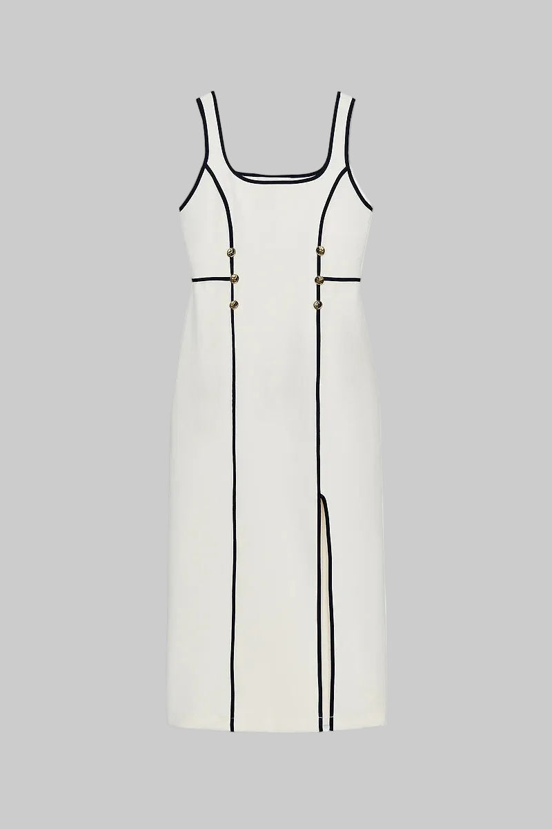 Contrast Trim Midi Dress