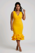 Yellow Ruffle Midi Dress