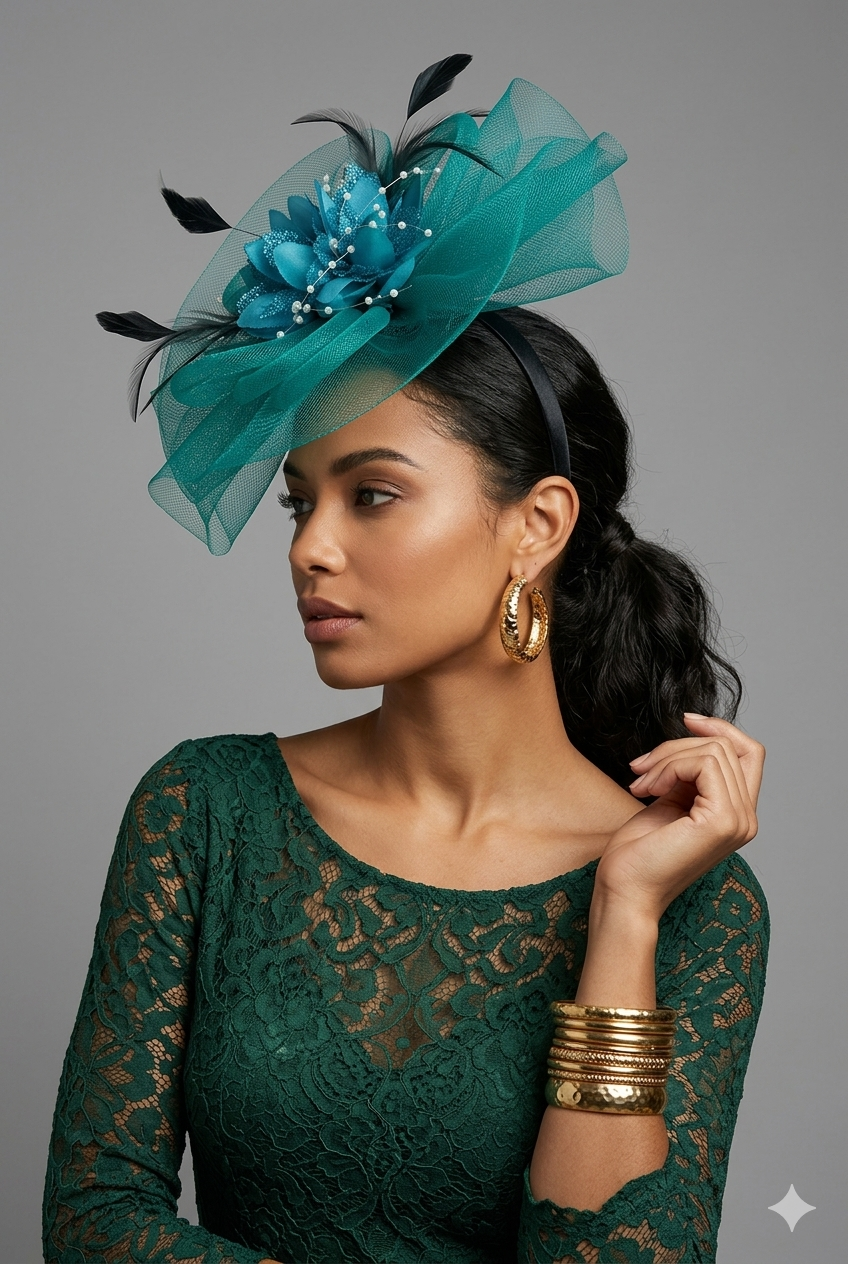 Green and Blue Fascinator hairband