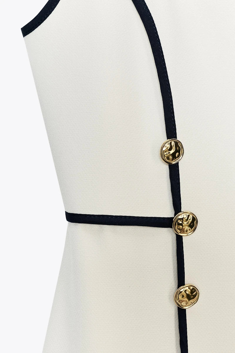 Contrast Trim Midi Dress