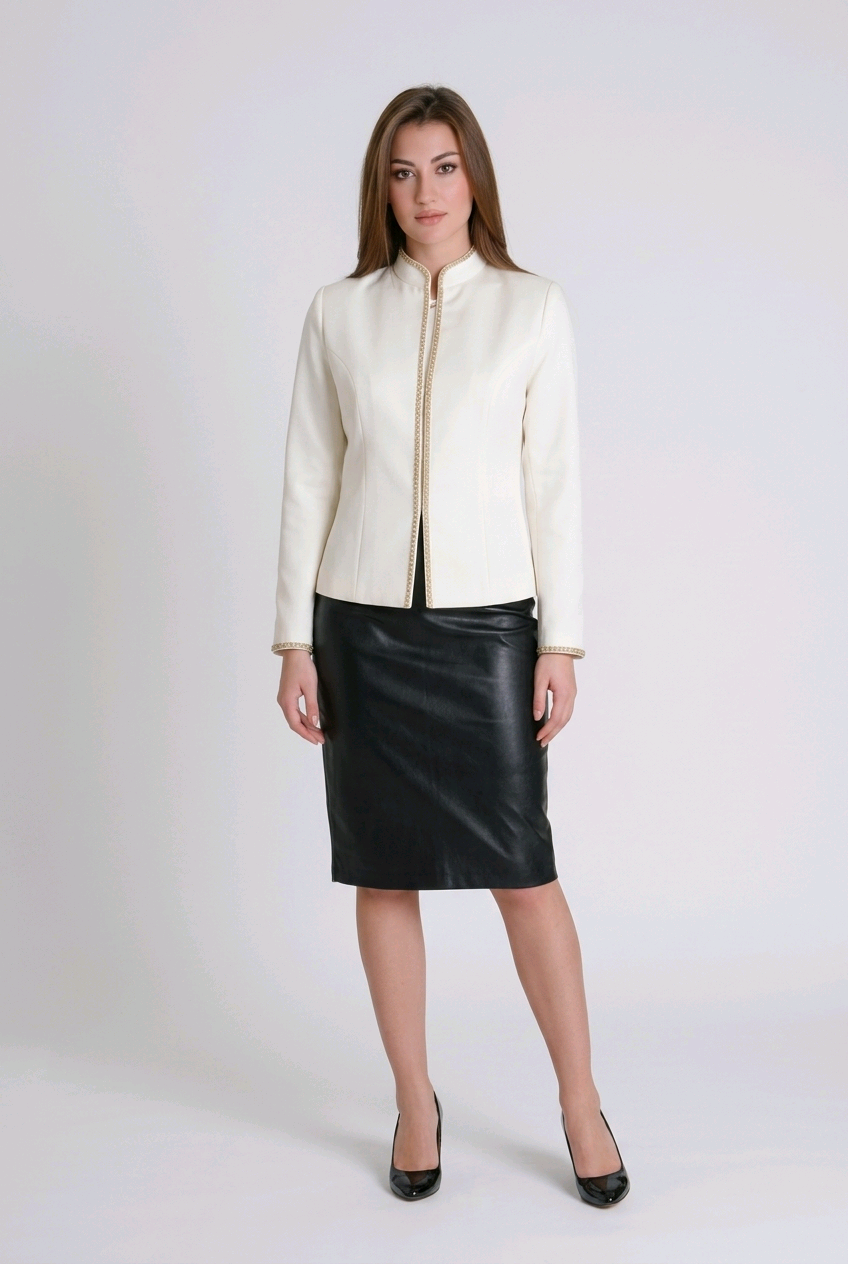 Knee Length PU Leather Pencil Skirt